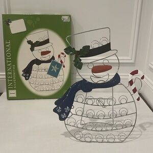Vintage International Silversmiths Snowman Cardholder/ Metal Holiday Cardholder